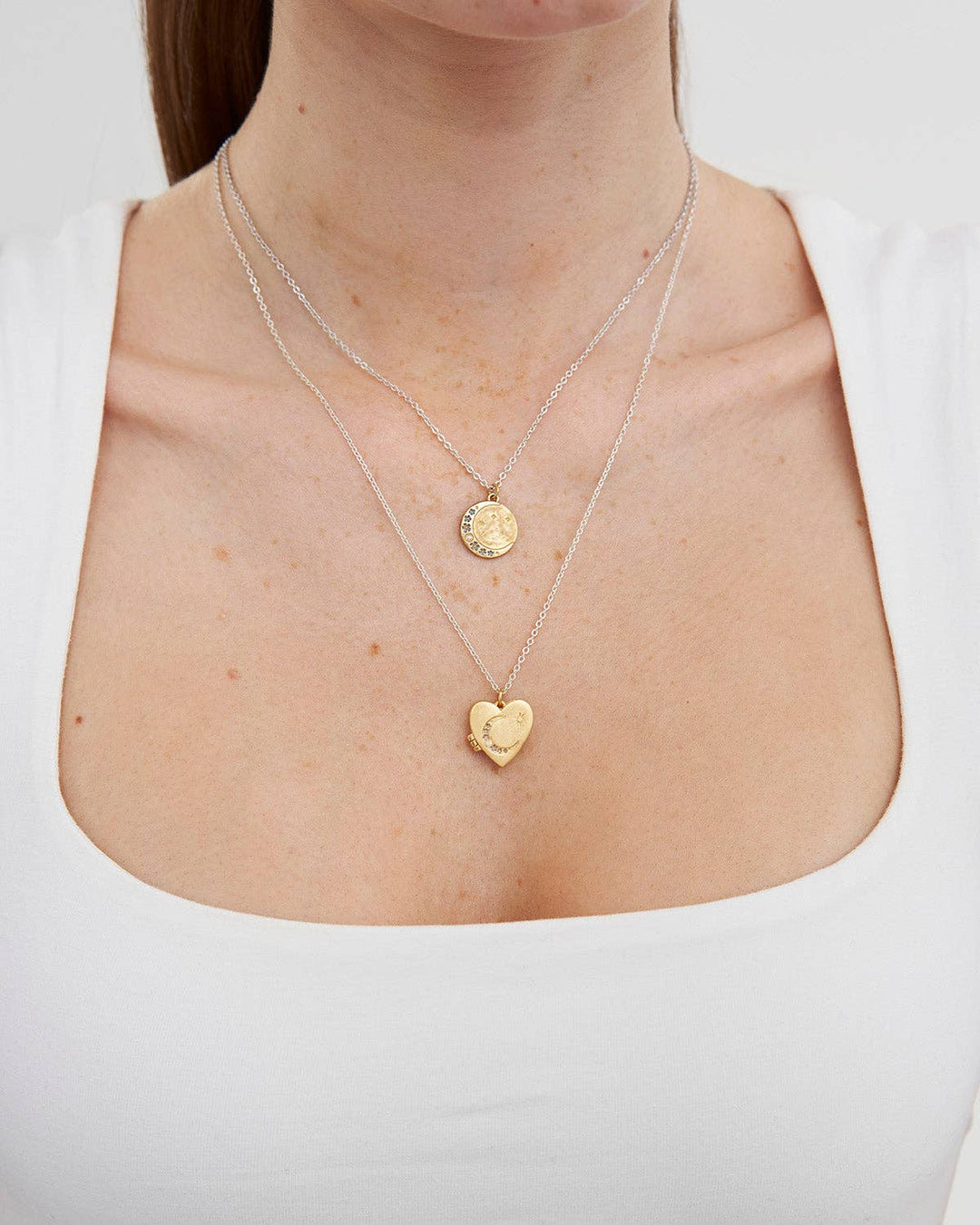Selene Moon Periwinkle Locket Necklace