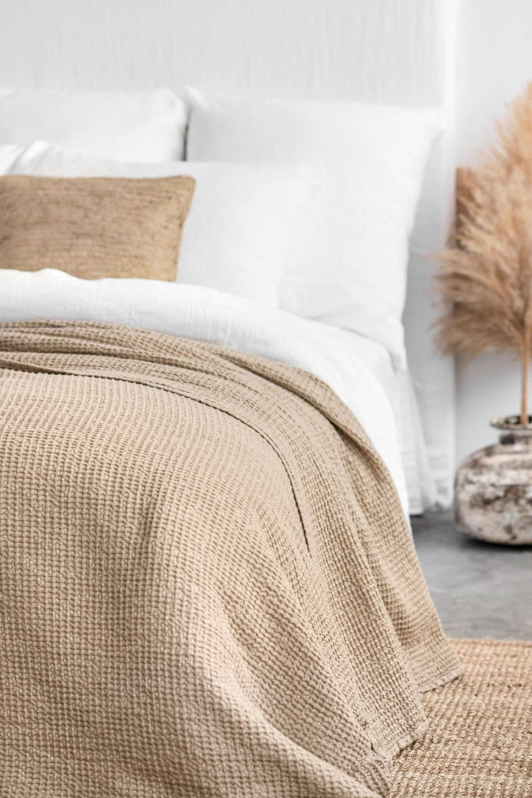 Linen Waffle Throw Blanket, 3 Colors