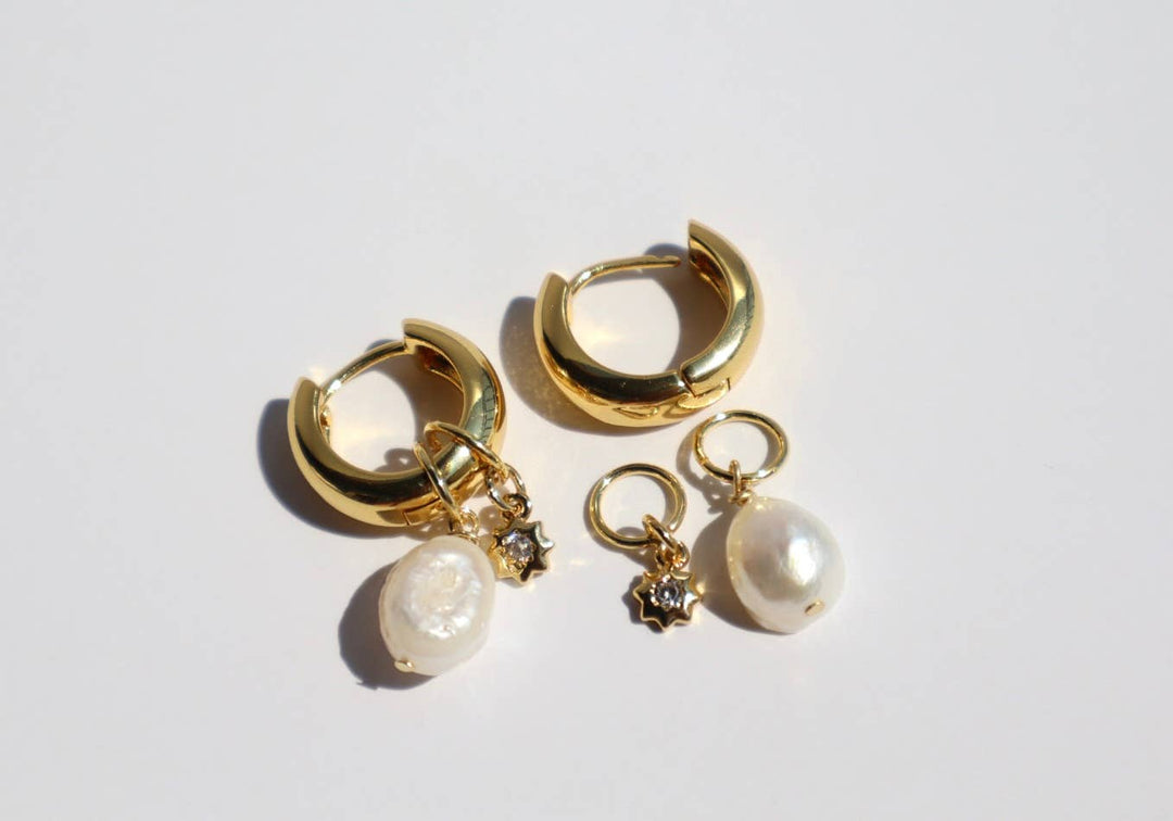 Coastal Pearl Charm Earrings