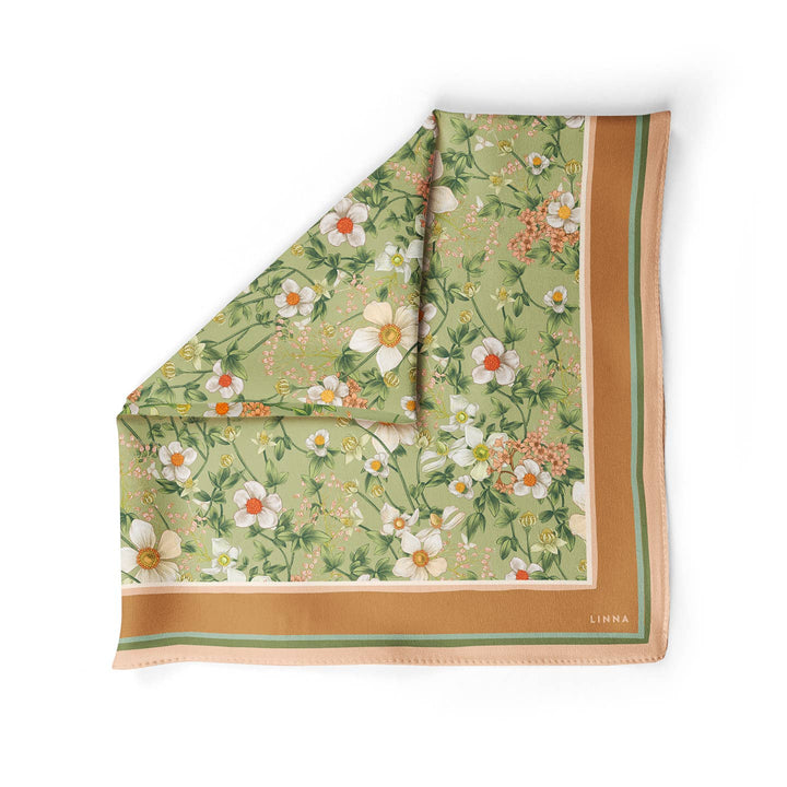 Anemone Green Silk Cotton Scarf