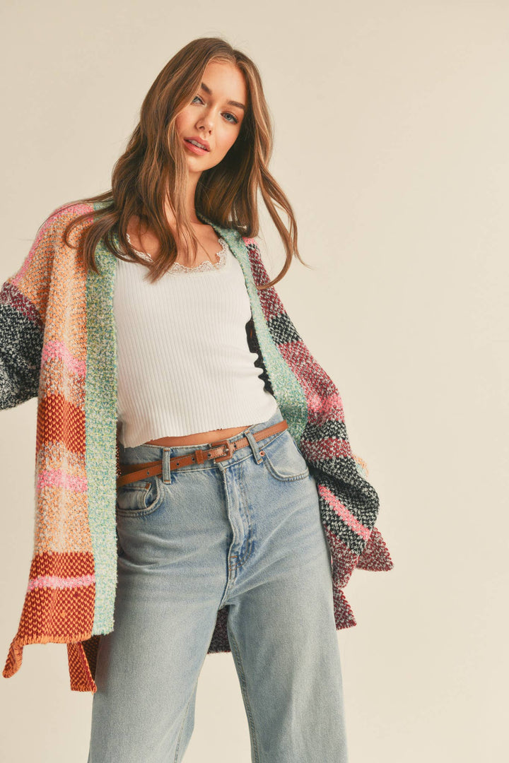 Oversized Color Block Cardigan in 2 Colors