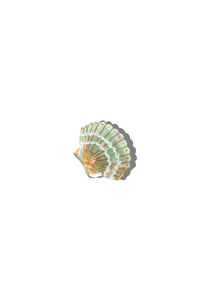Mini Seashell Claw Clip in Shimmer Blue