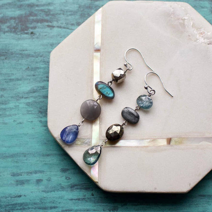 Semi-Precious Mismatched Earrings in Carnelain/Pink