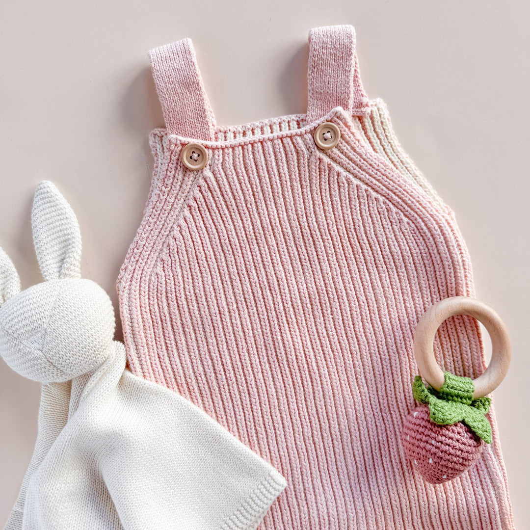 Pink Strawberry Crochet Rattle/Teether