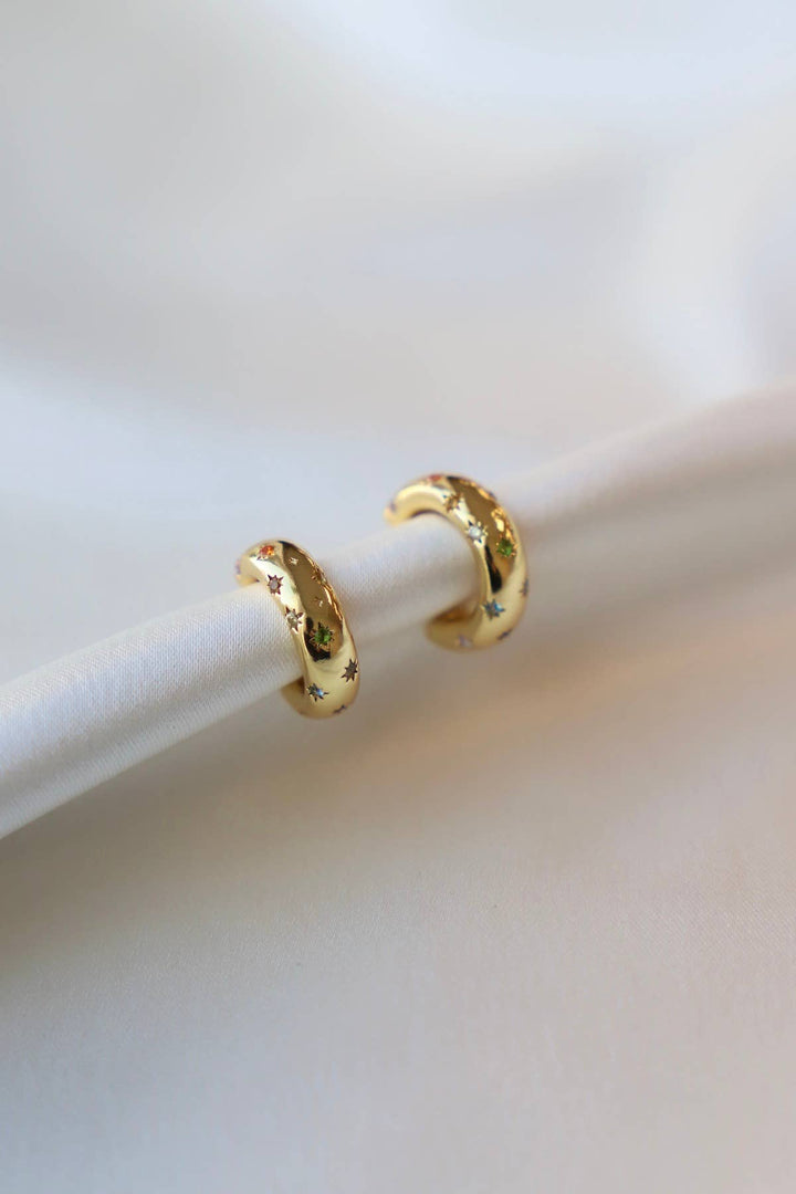 Penny CZ Star Hoop in Gold