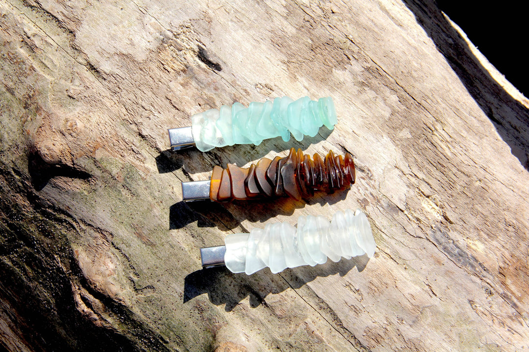 Silver Sea Glass Hair Clip
