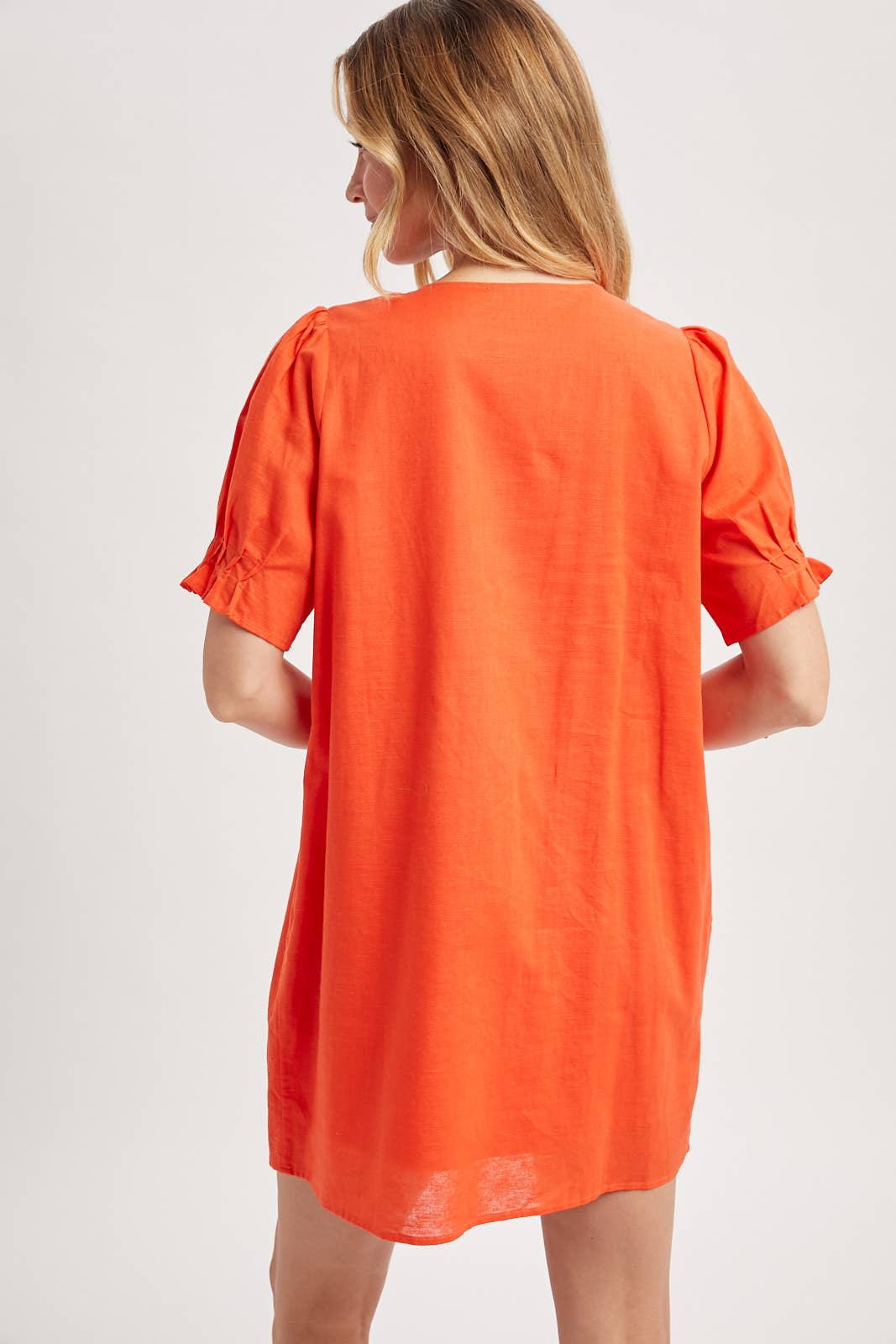 Pleated Button-Up Mini Dress