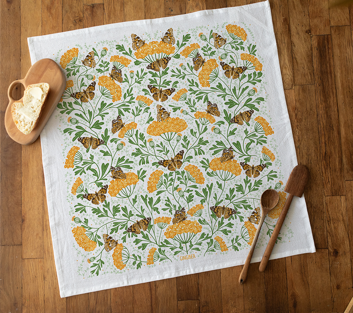 Yarrow & Painted Lady Tea Towel