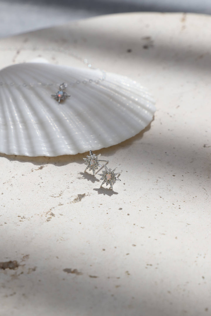 Silver Opal Star Studs