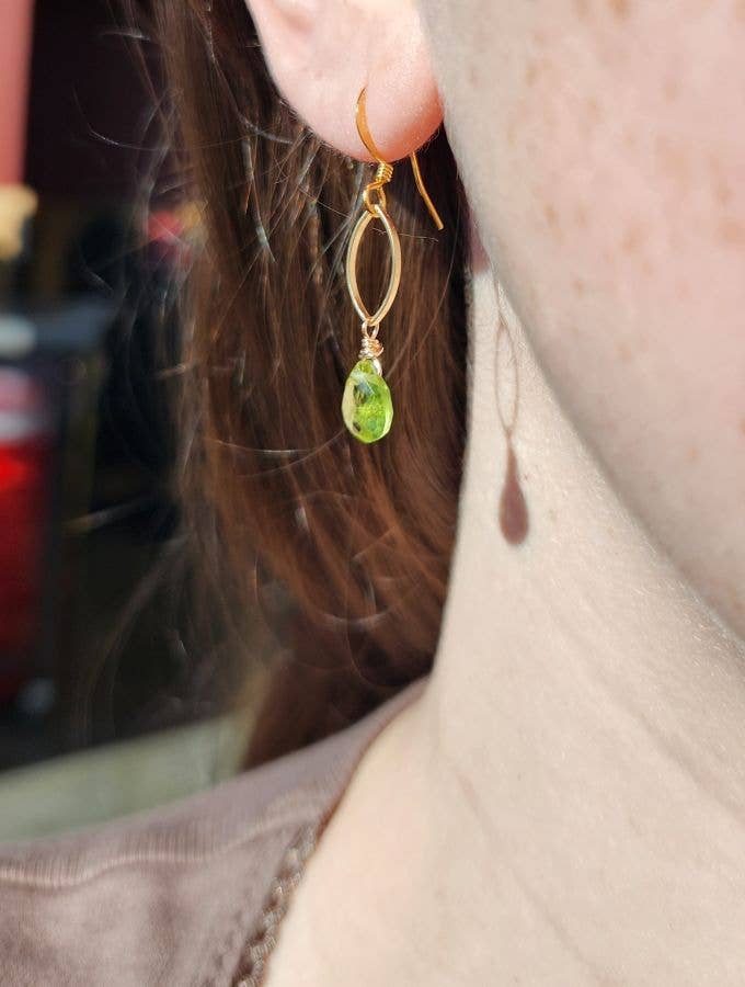 Peridot Dainty Gold Marquis Earrings