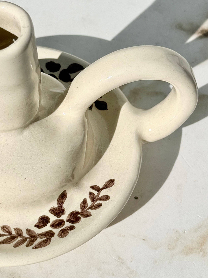 Hand-Painted Margot Candle Holder, Brown