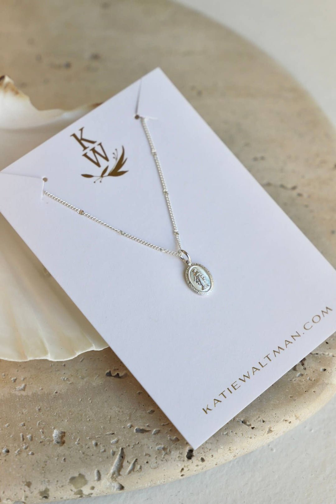 Virgin Mary Mini Medallion Necklace in Silver