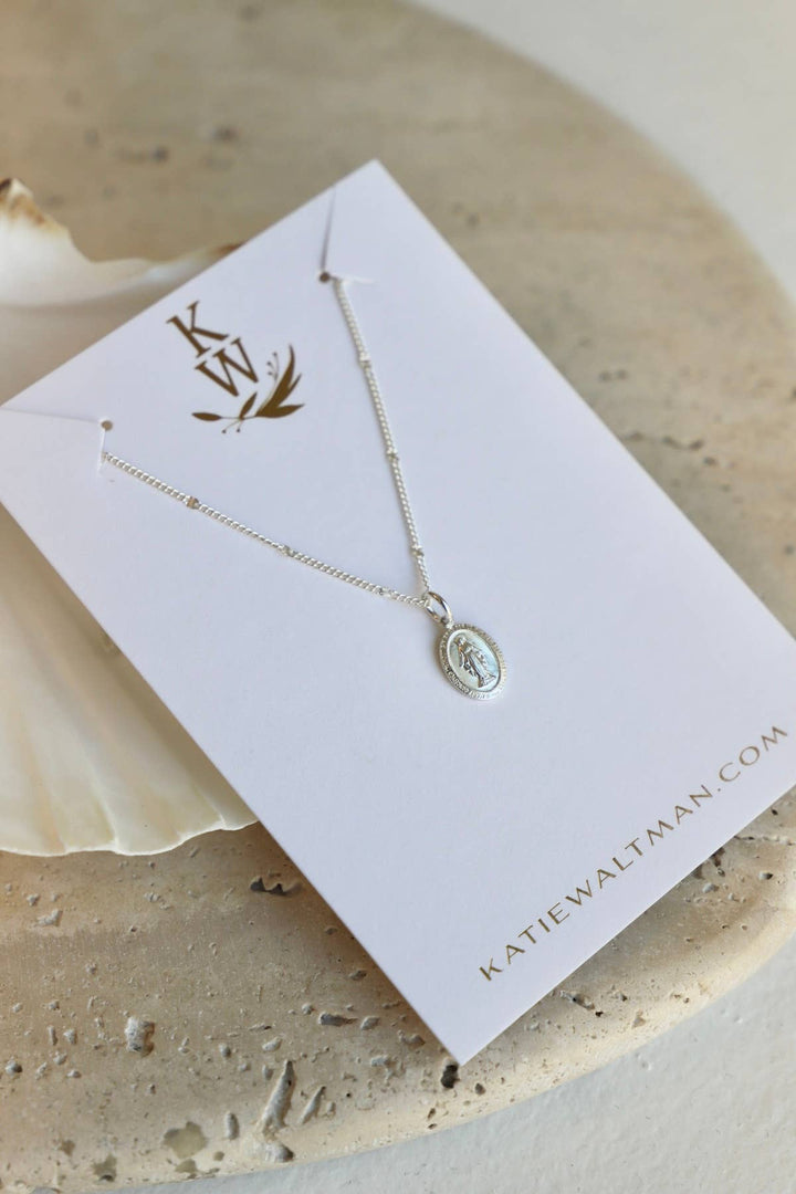 Virgin Mary Mini Medallion Necklace in Silver
