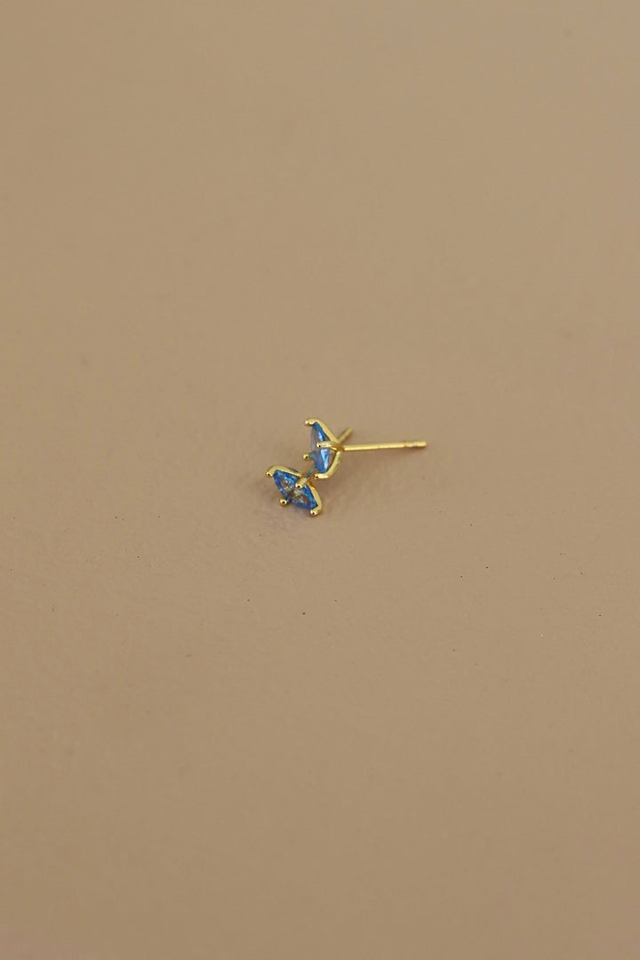 Aqua CZ Diamond Shaped Stud