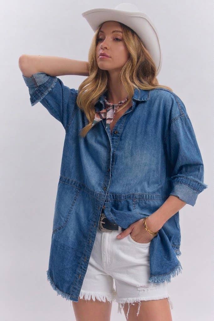 Relaxed Chambray Shirt With Pockets