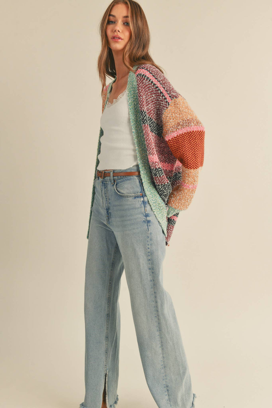 Oversized Color Block Cardigan in 2 Colors