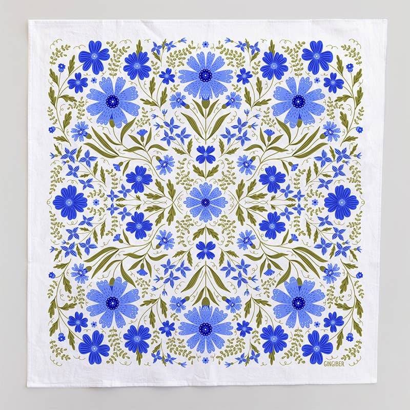 Blue Cornflower Tea Towel