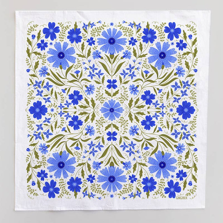 Blue Cornflower Tea Towel