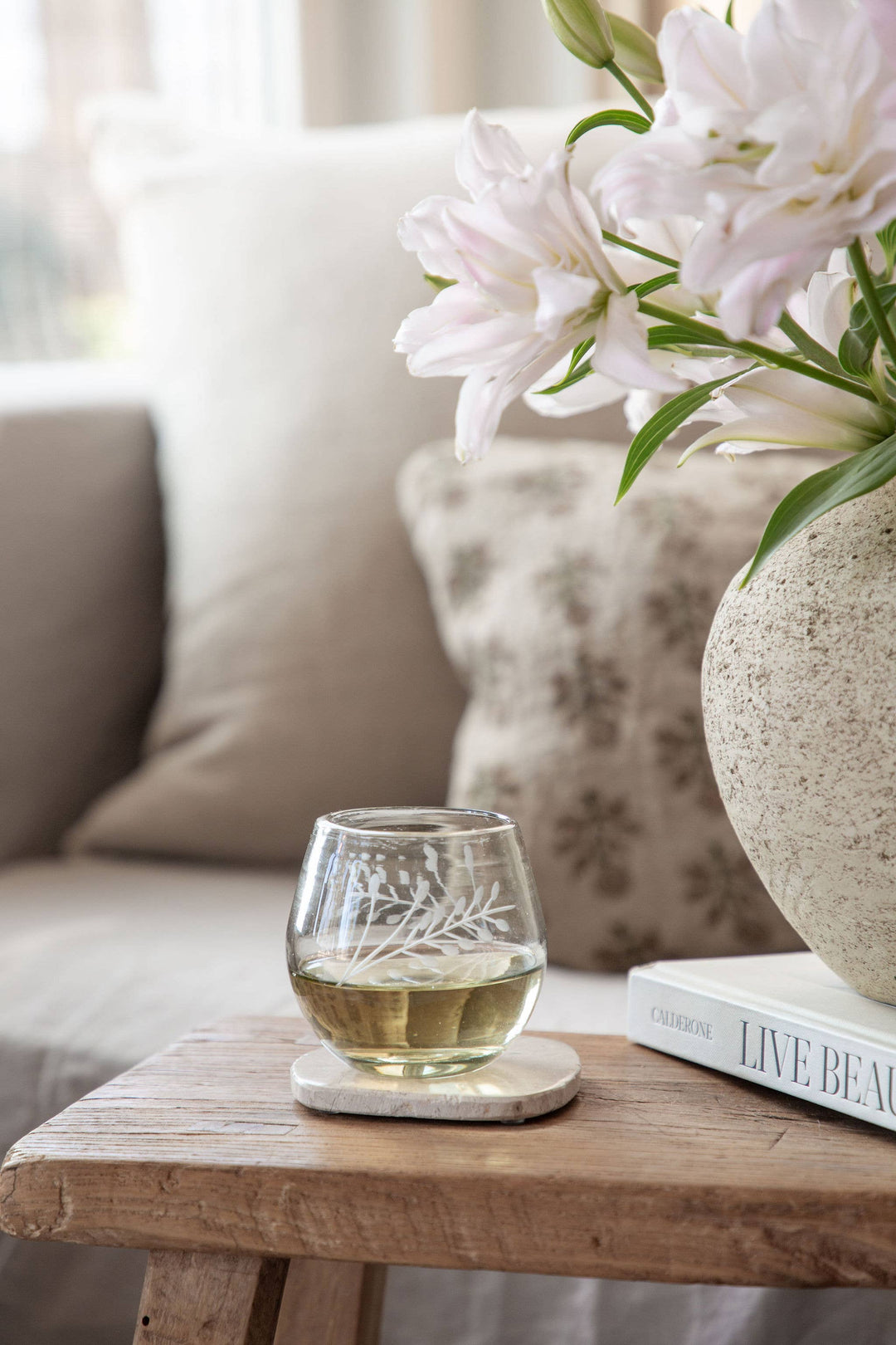 Hand-Etched Ronde Blown Glass