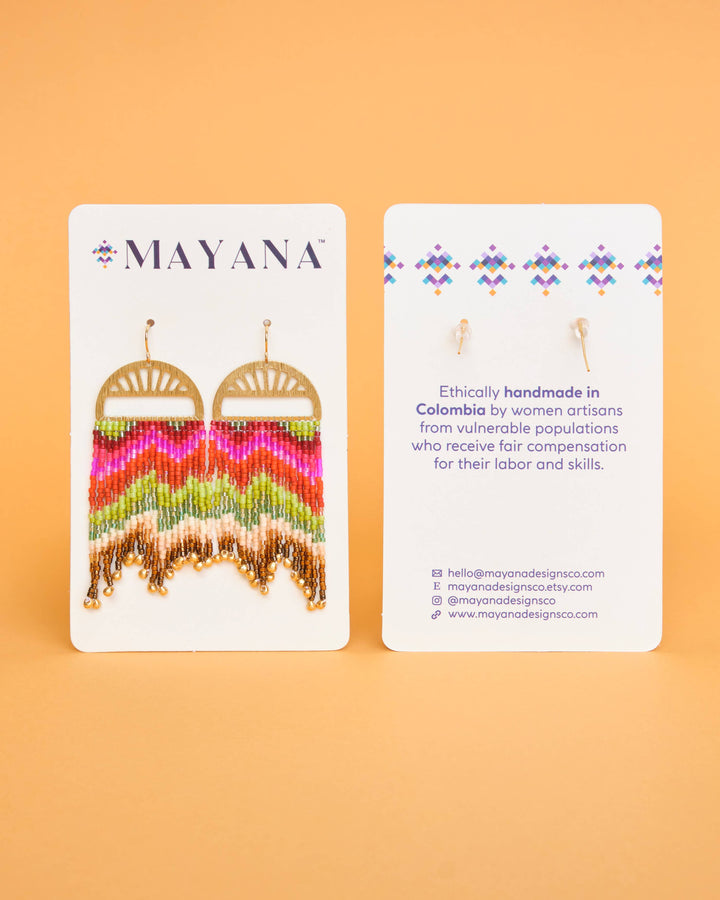 Poppy Flower Fringe Earrings