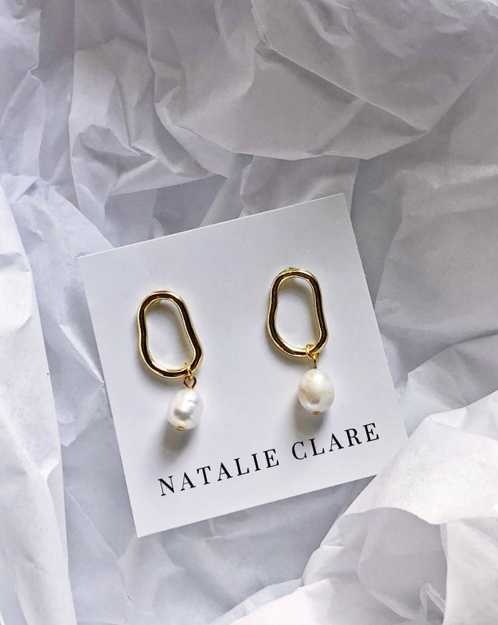 Abstract Pearl Earrings