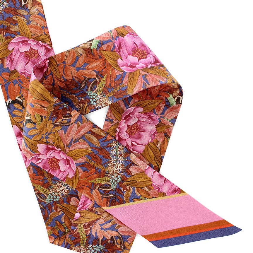 Peony Silk Twilly Scarf