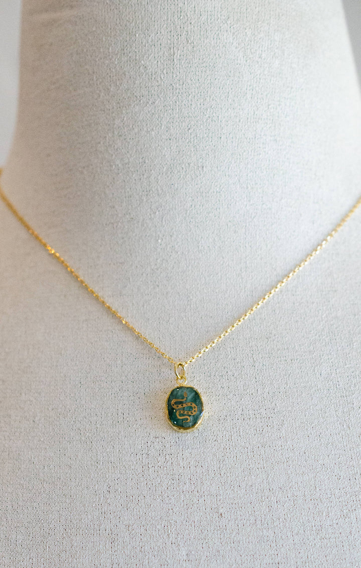 Emerald Snake Pendant Necklace