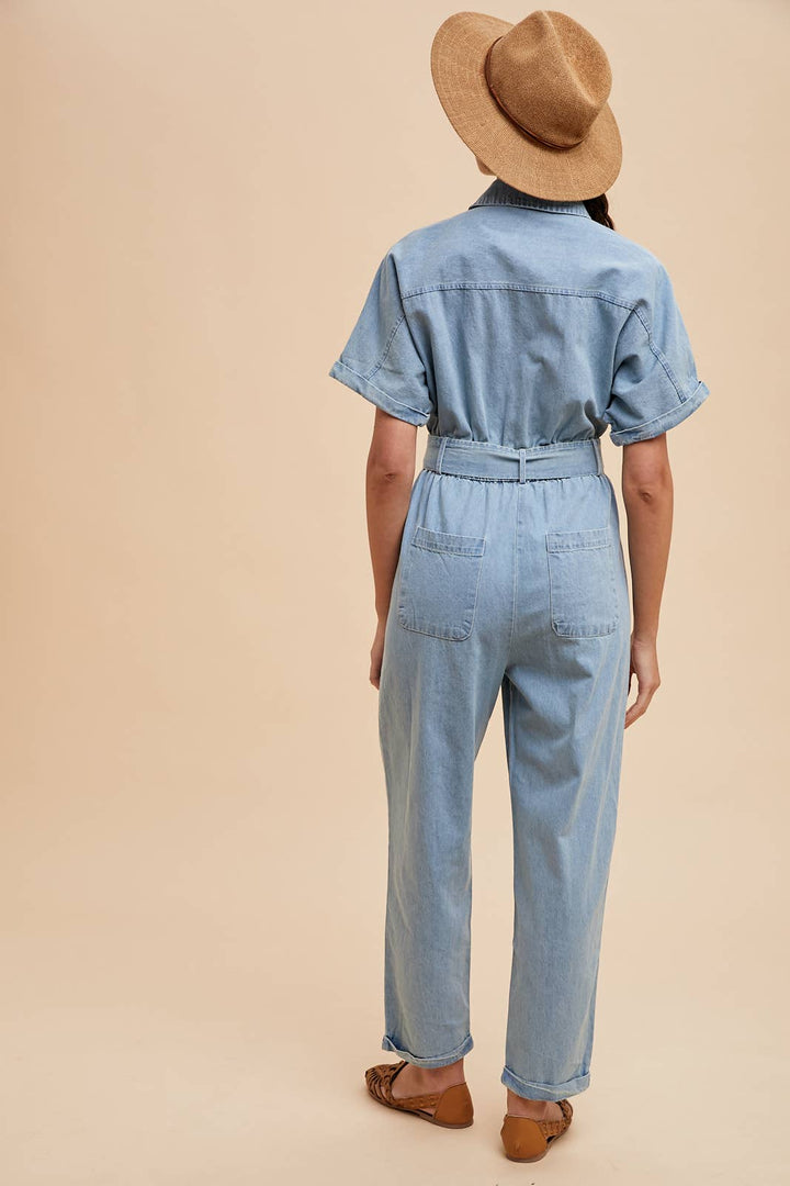 Denim Collar Jumpsuit