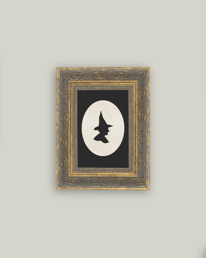 Witch Silhouette Framed Antique Art, 2 Sizes