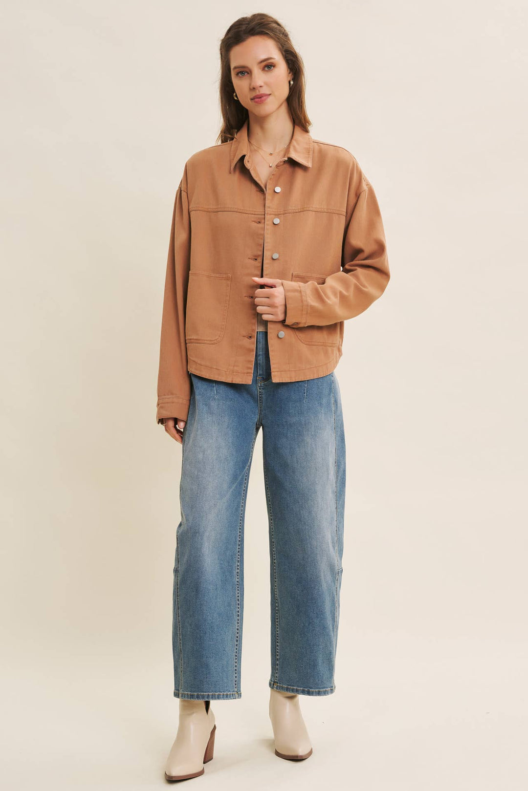 Oversized Utility Jacket in Camel