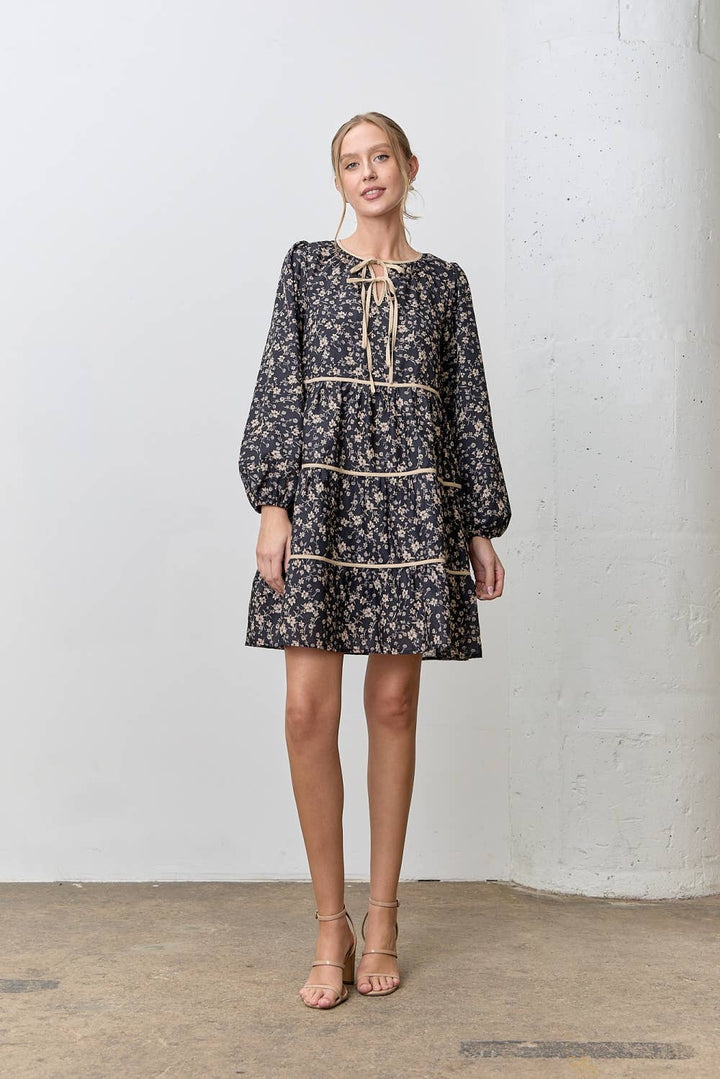 Floral Long Sleeve Mini Dress