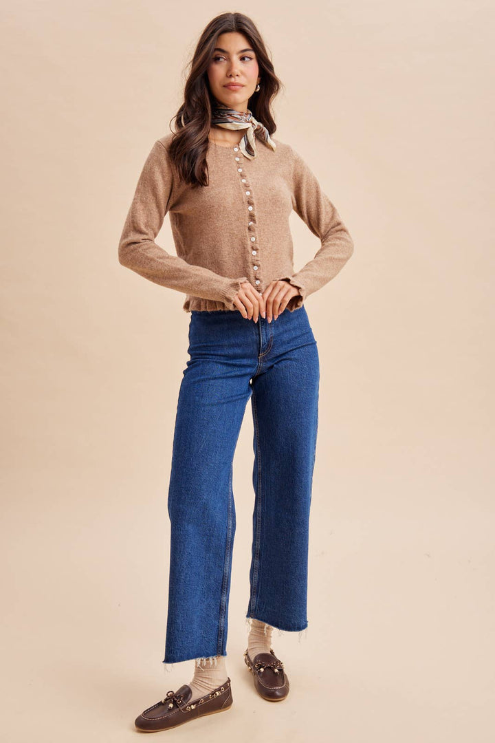 Ruffled Knit Cardigan
