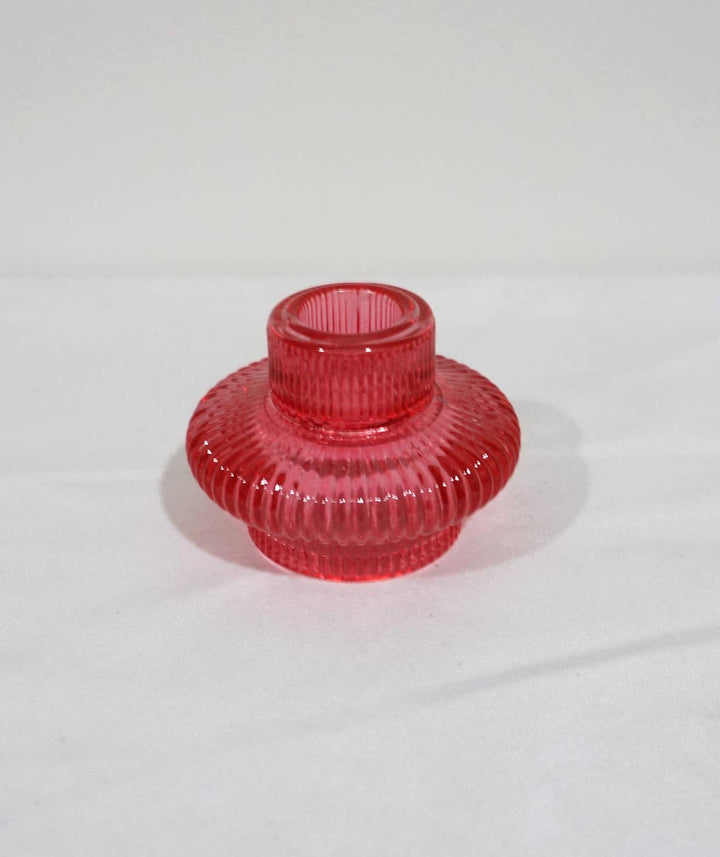 Taper or Tea Light Glass Candle Holder (Multiple Colors)