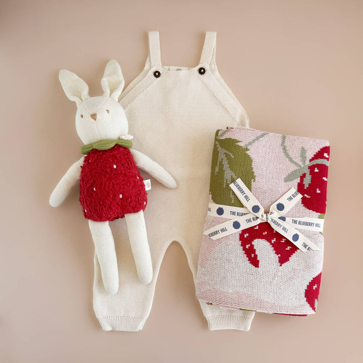 Strawberry Blanket with Bailey Bunny
