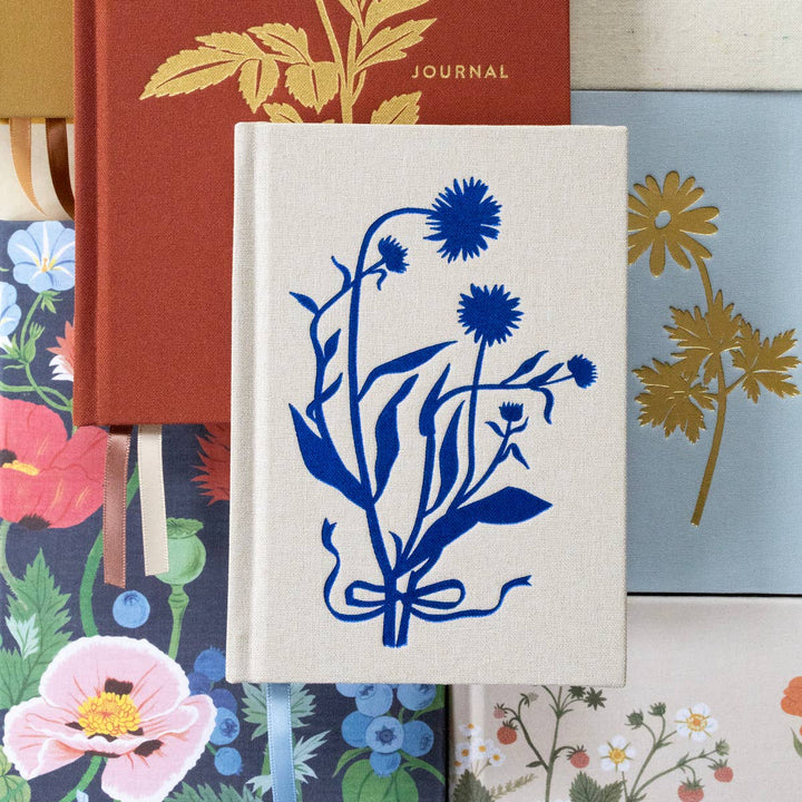 Blue Flora Mini Linen Bound Journal