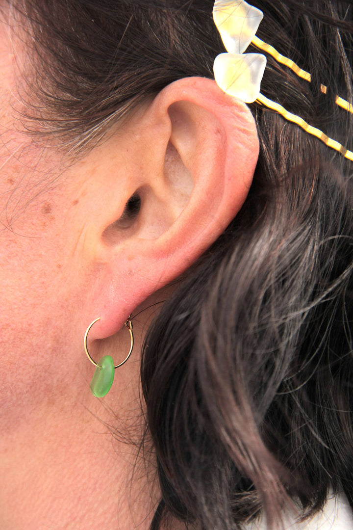 Gold Sea Glass Hoop Earrings