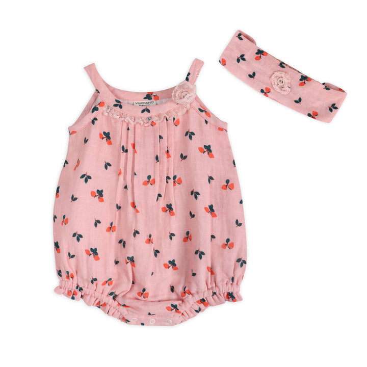 Strawberry Baby Romper + Headband
