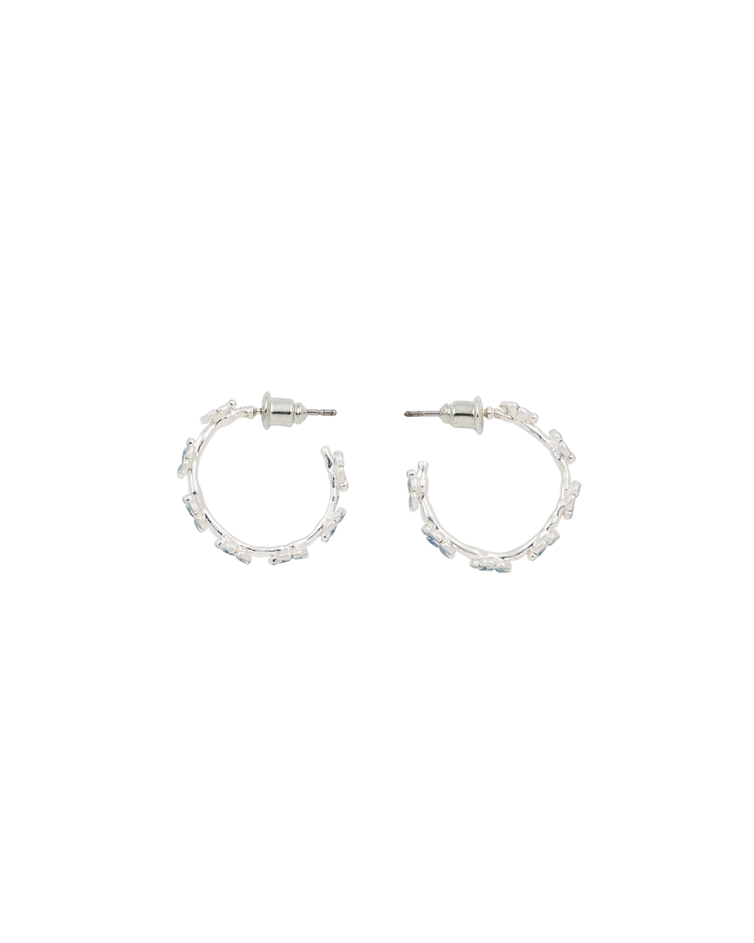 Forget Me Not Silver Stud Hoop Earrings
