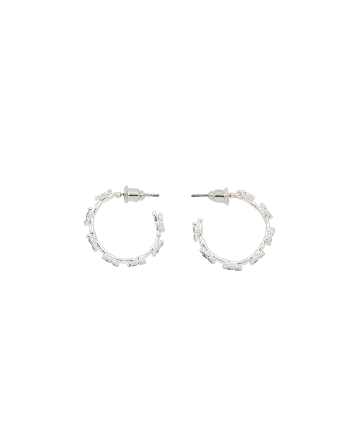 Forget Me Not Silver Stud Hoop Earrings