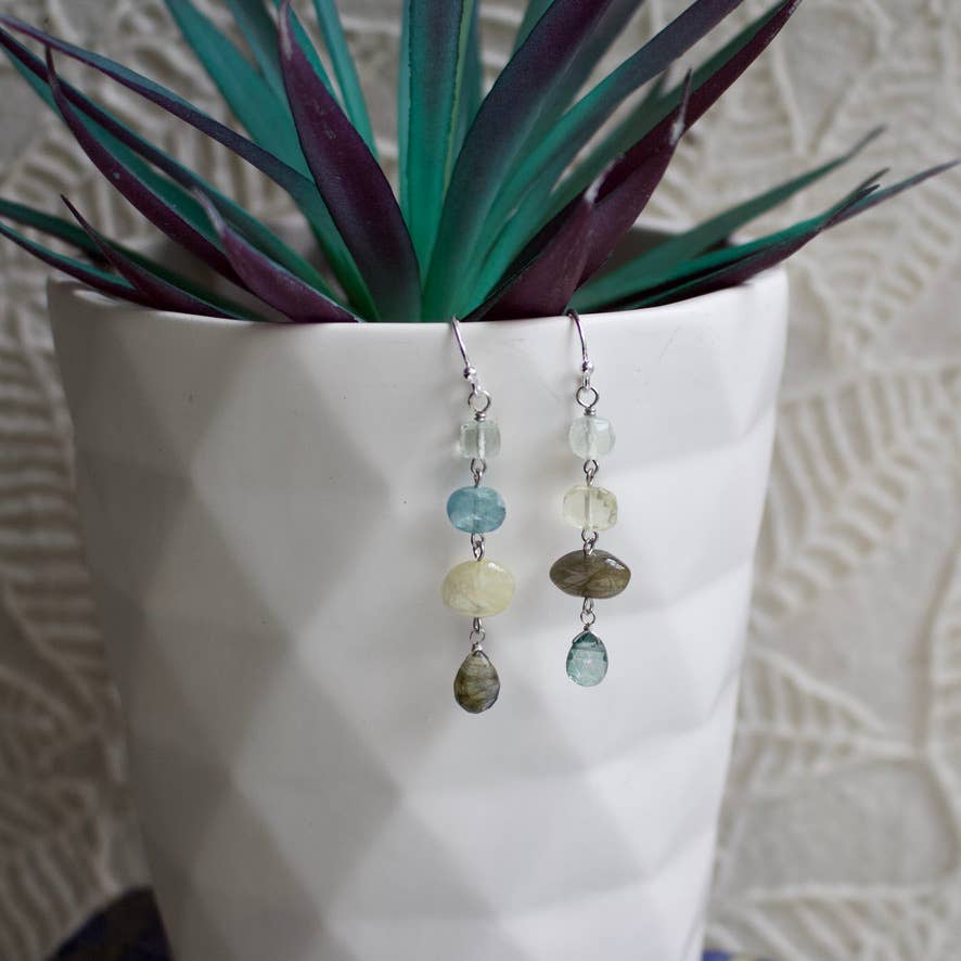 Semi-Precious Mismatched Earrings in Carnelain/Pink