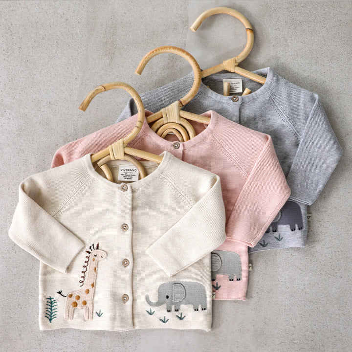 Animal Safari Embroidered Baby Cardigan