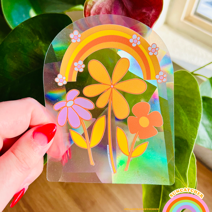 Rainbow Flowers Suncatcher Sticker
