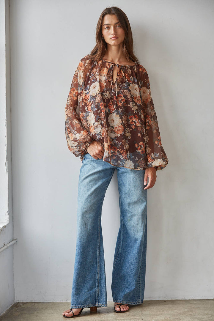 Winter Florals Chiffon Blouse