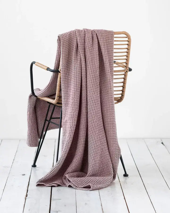Linen Waffle Throw Blanket, 3 Colors
