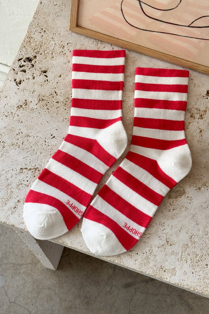 Wide Wally Socks, Red Stripe