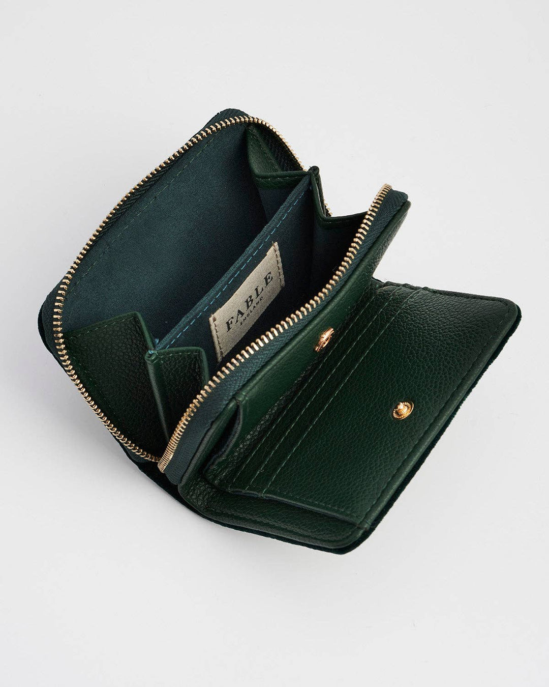 Hedgehog Embroidered Small Wallet in Forest Green Velvet