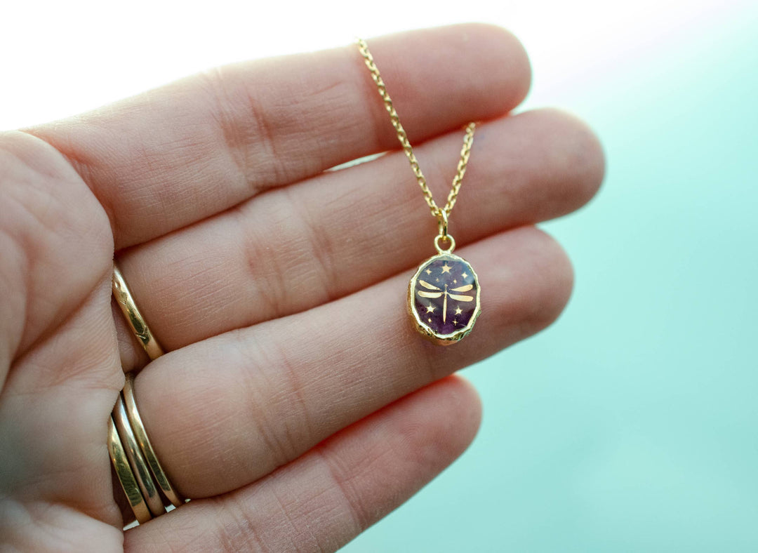 Amethyst Dragonfly Necklace