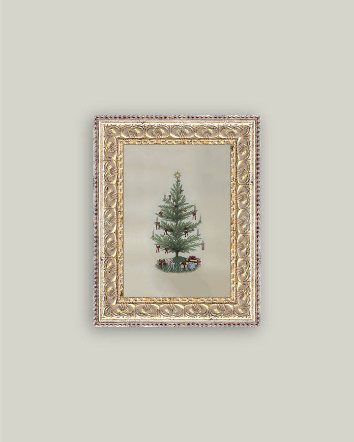 Vintage Tree with Bows Framed Antique Art, 2 Sizes