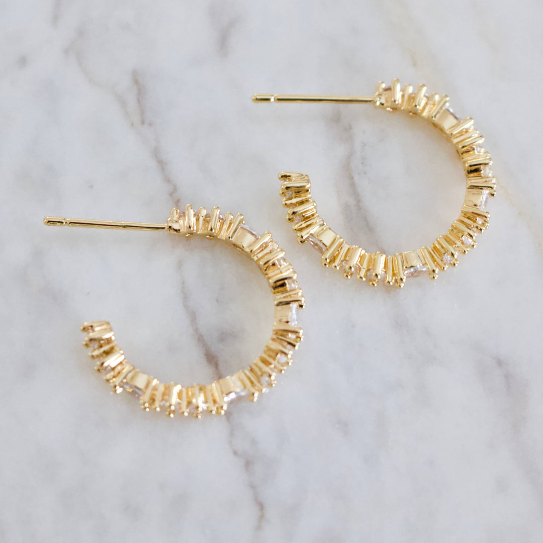 CZ Pave Hoop Earrings - Large 