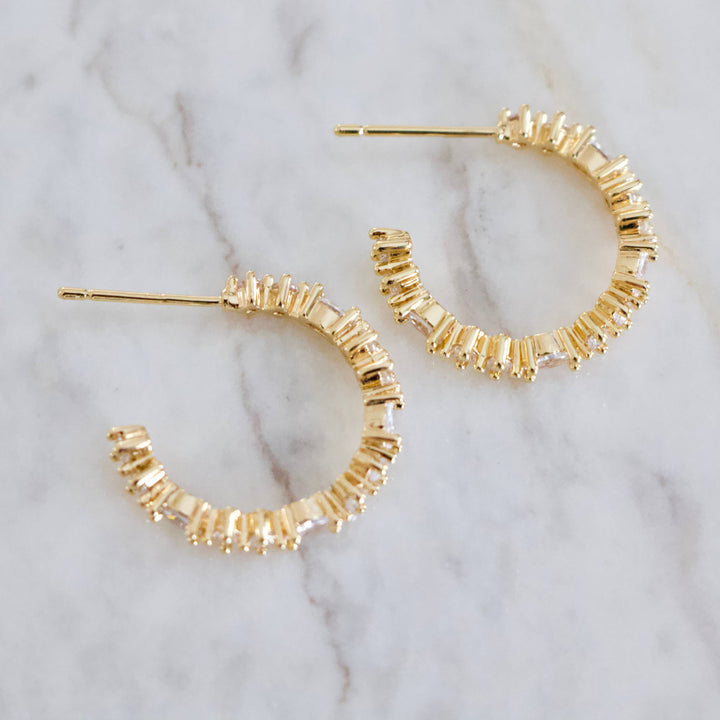 CZ Pave Hoop Earrings - Large 